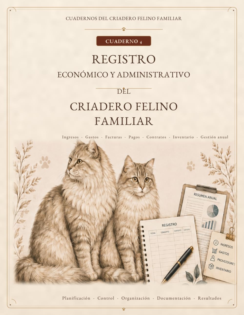 ler totalmente Gestión del Criadero Felino Familiar. Cuaderno 4. REGISTRO ECONÓMICO Y ADMINISTRATIVO DEL CRIADERO FELINO FAMILIAR.: Ingresos · Gastos · Facturas ·... Inventario · Gestión anual (Spanish Edition)