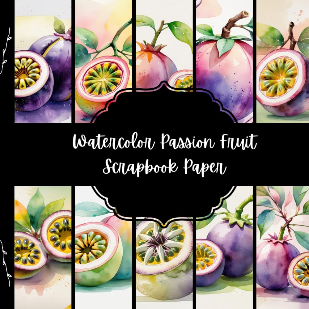 ler totalmente Watercolor Passion Fruit Scrapbook Paper, Tropical Fruit Junk Journal Paper, Food Decorative Paper, DIY Projects, Origami, Collage Sheets, Decoupage Paper, 10 Designs, Double SIded