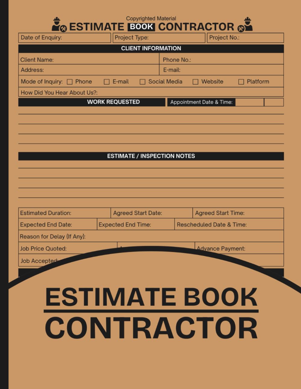 Estimate Book Contractor: Contractor Estimate and Quote Planner | Record Client Details, Work Requests, Costs, Project Notes, and More | Large Print 8.5" x 11" Inches, 110 pages baixar livro de graça