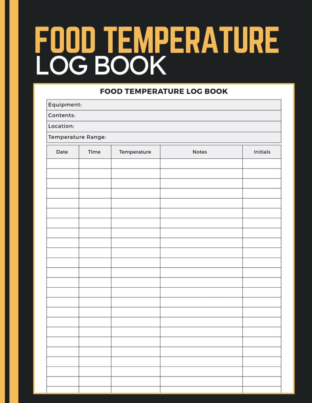 ler totalmente Food Temperature Log Book: Record Refrigeration Temperatures, Freezer Checks, Storage Monitoring, Equipment Readings and Corrective Actions for Food... Kitchen Staff and Catering Operations