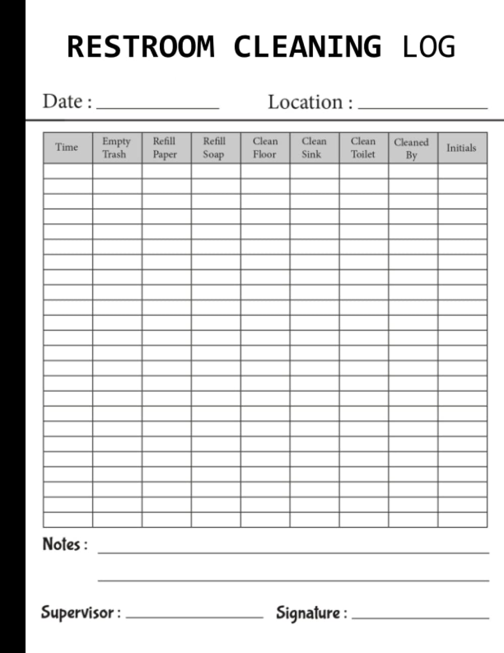 Restroom Cleaning Log: Restroom & Bathroom Cleaning Log Book Checklist Notepad for Home, Restaurant, Office, Public Toilets and many more... baixar livro de graça