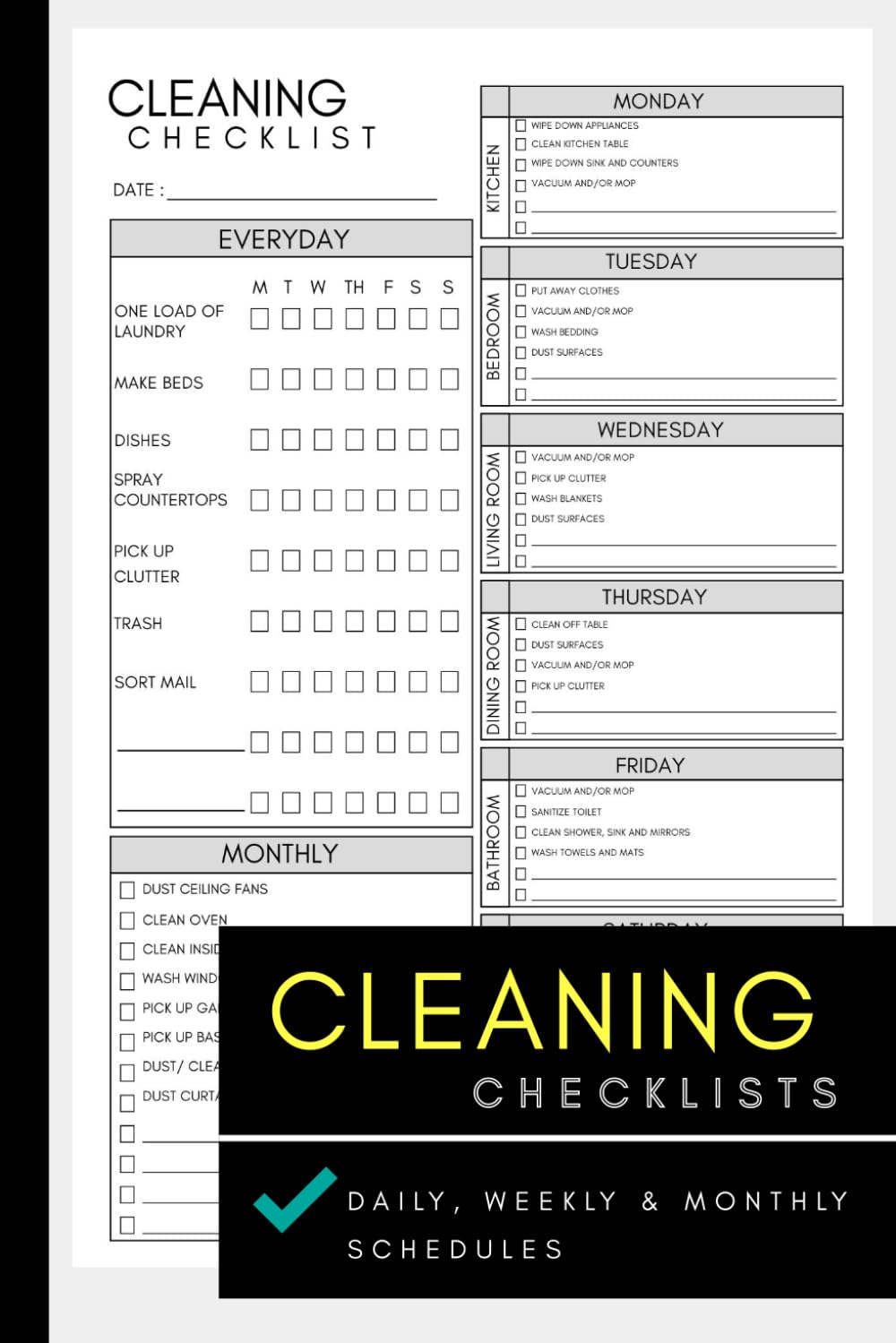 HOME CLEANING CHECKLISTS: Simple Daily, Weekly & Monthly Household Cleaning Schedules | Housekeeping Planner & Organizer | Personal To-Do List, Housekeeper, Maid Service | Compact 6×9 Size Book baixar o livro de graça
