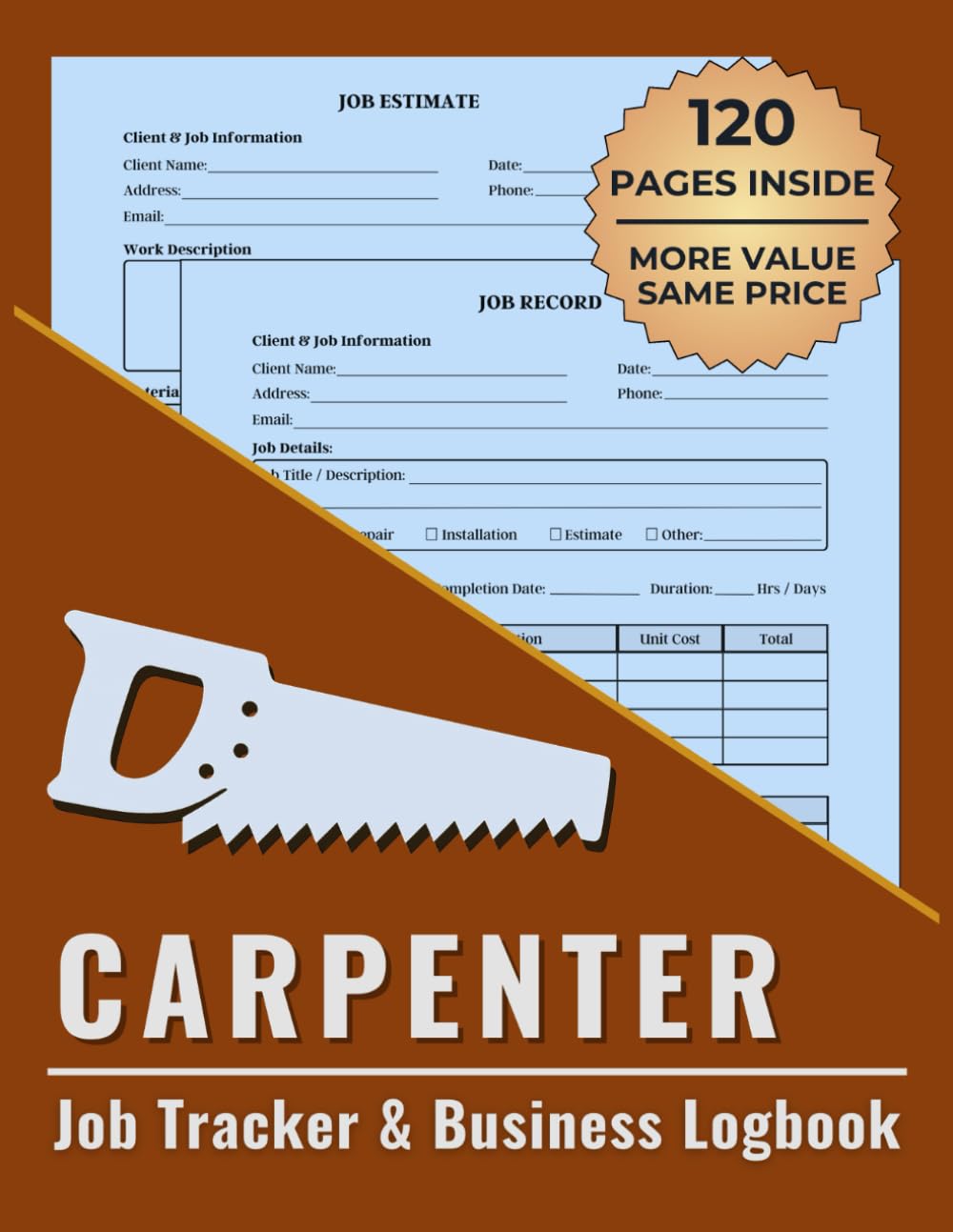 ler totalmente Carpenter Job Tracker & Business Logbook: Organize Estimates, Completed Projects, Customer Info, and Payment Records in One Place