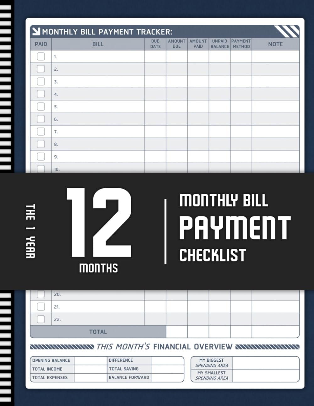 ler totalmente 12 Months | Monthly Bill Payment Checklist: The 1-Year Bill Tracker Notebook for Families and Money Managers to Achieve Your Financial Goals! (8.5" x 11")