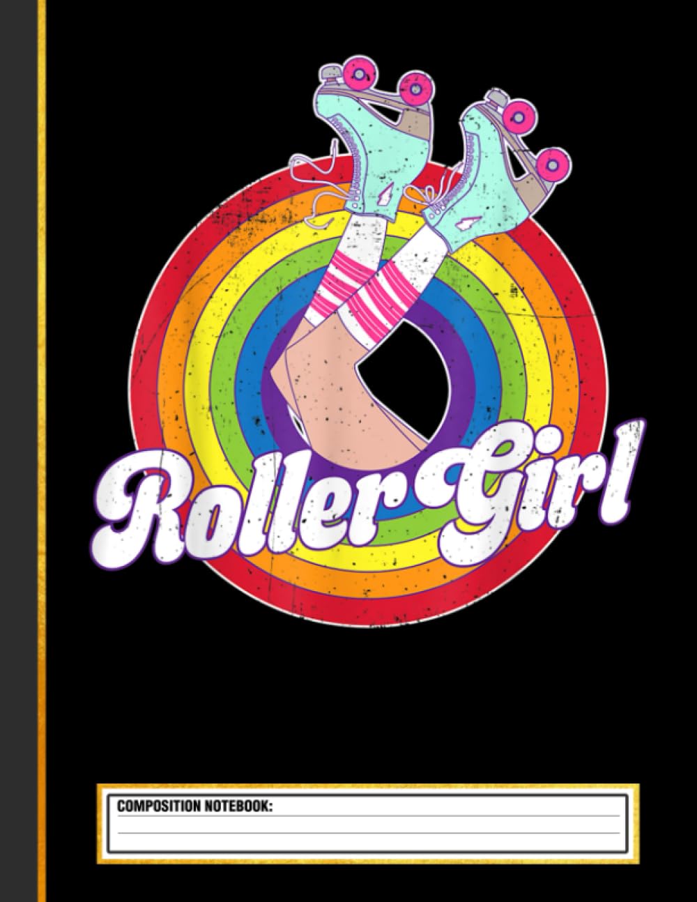 Roller Girl Skater Skating Retro Vintage Composition Notebook