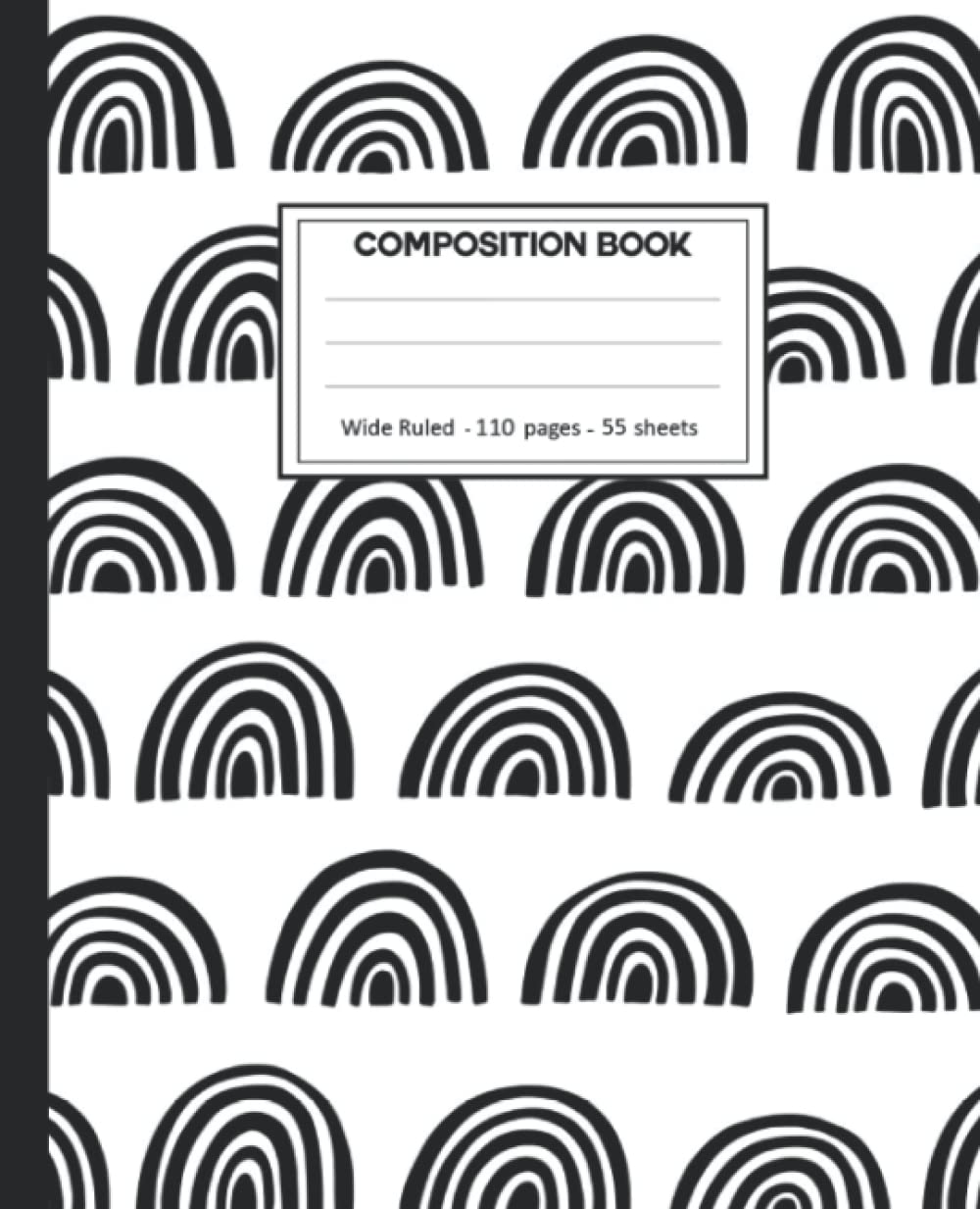 ler totalmente Composition Notebook: College Ruled: 110+ Lined Pages Writing Journal: Rainbow with black background on White.
