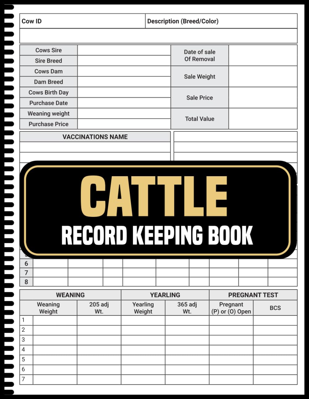 Cattle Record Keeping Book: Beef Calving Log, Calves Journal Track Livestock Breeding, ledger book farm Cow Income baixar o livro de graça