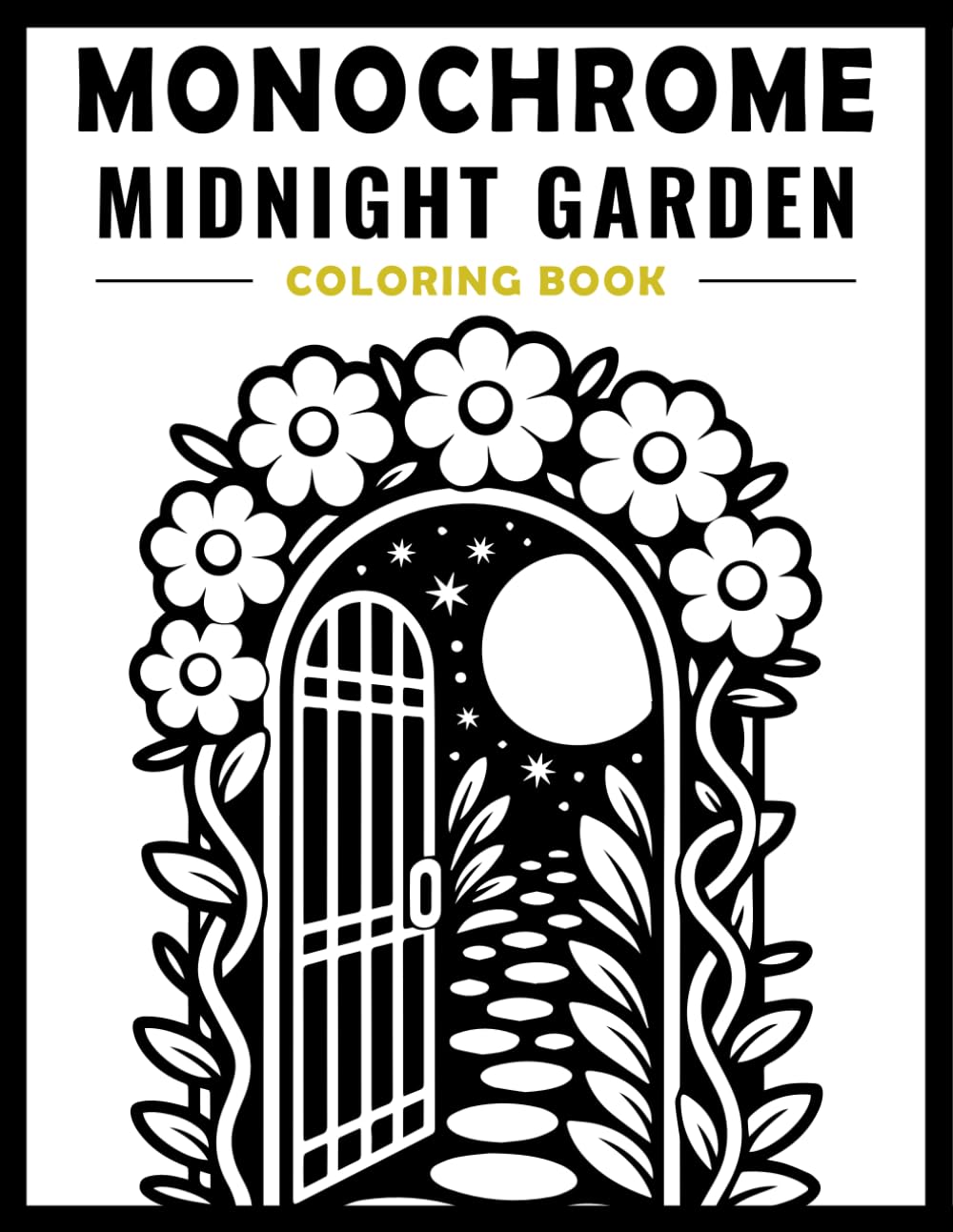 ler totalmente MONOCHROME MIDNIGHT GARDEN: A One-Color Dot-Guided Coloring Experience Featuring Bold Botanical Designs.