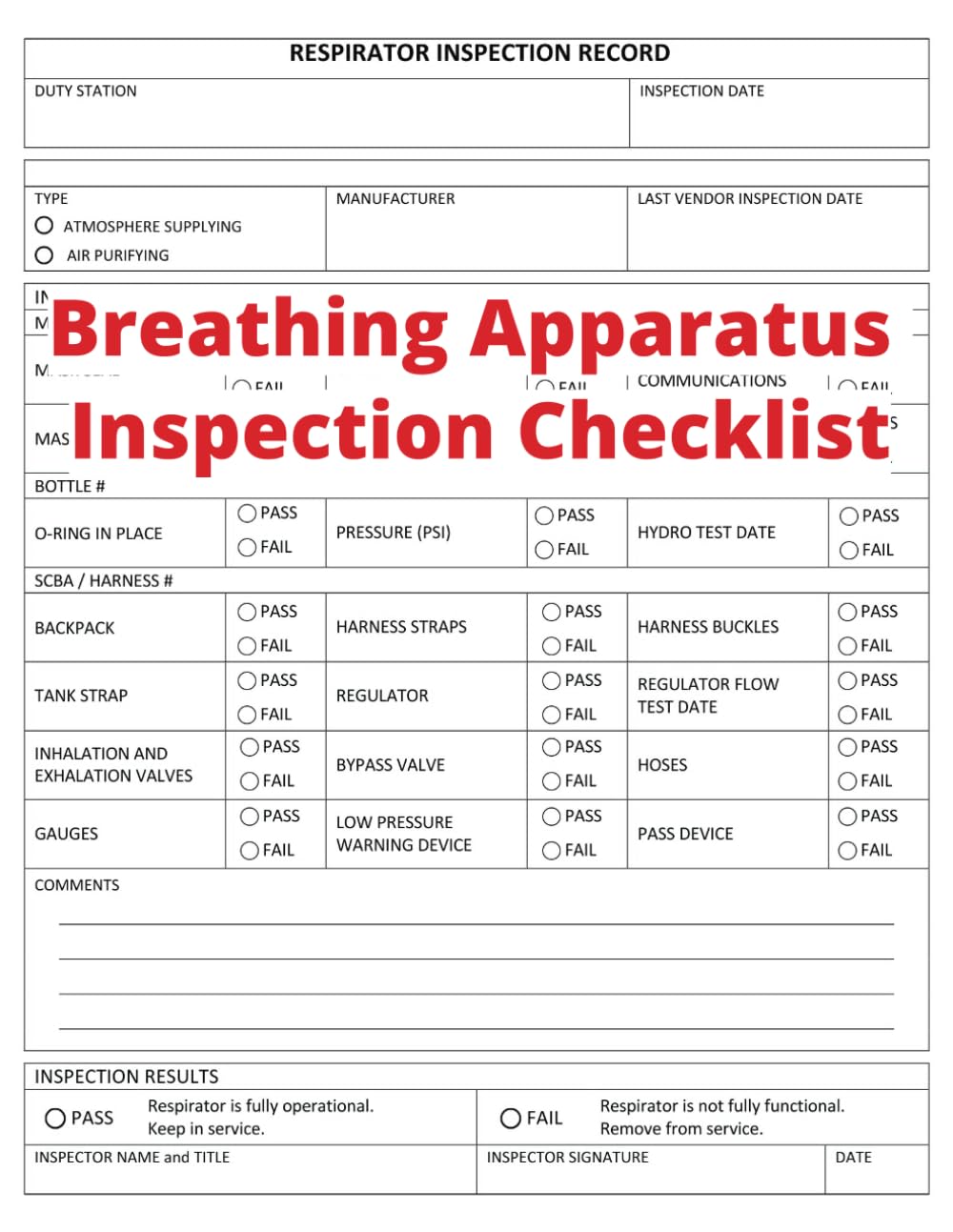 ler totalmente Breathing Apparatus Inspection Checklist: Breathing Apparatus Maintenance