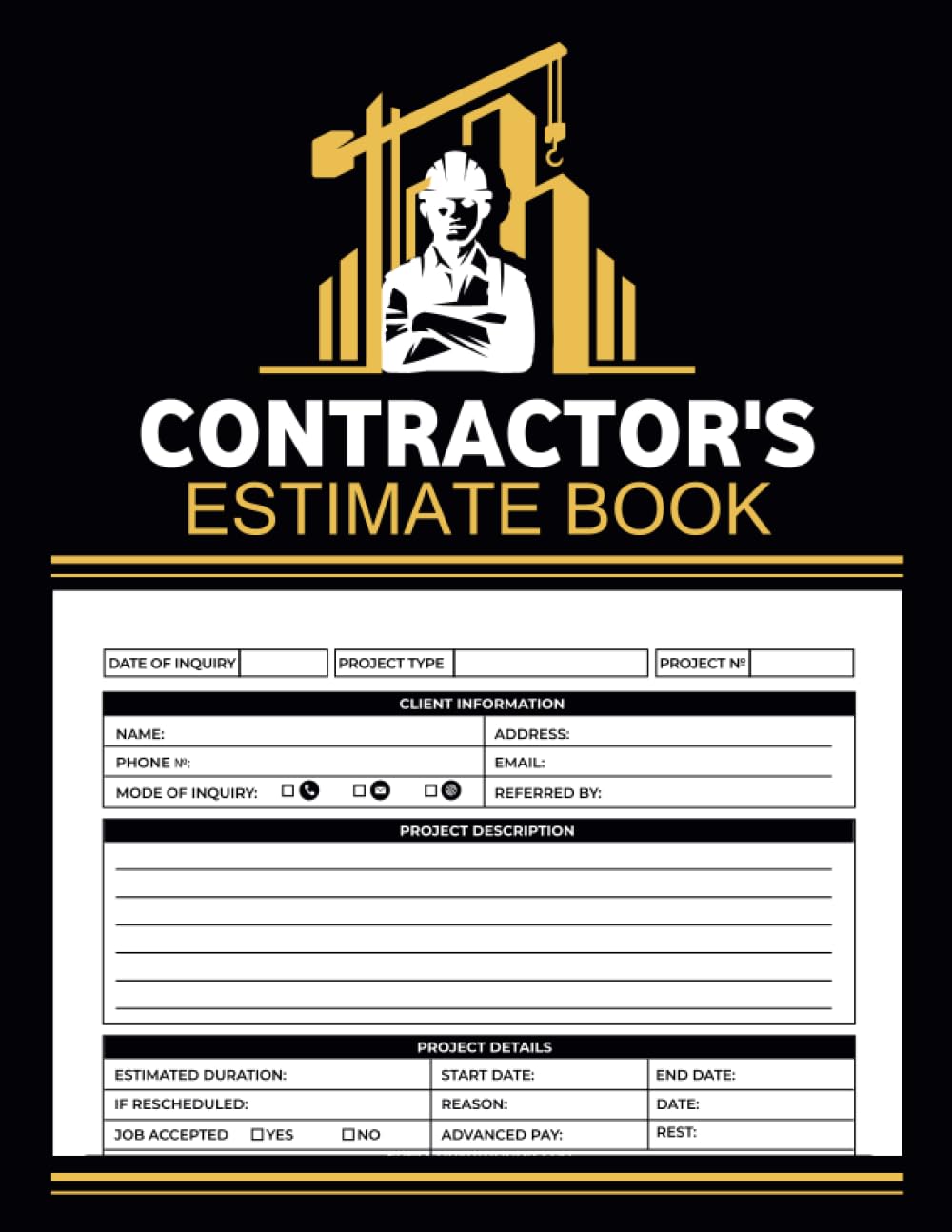 Contractor's Estimate Book: Job estimate form with project quote & client details record tracker, dot diagram sheets for taking measurements and notes... Index Client Data Log...Notebook Organizer baixar o livro de graça