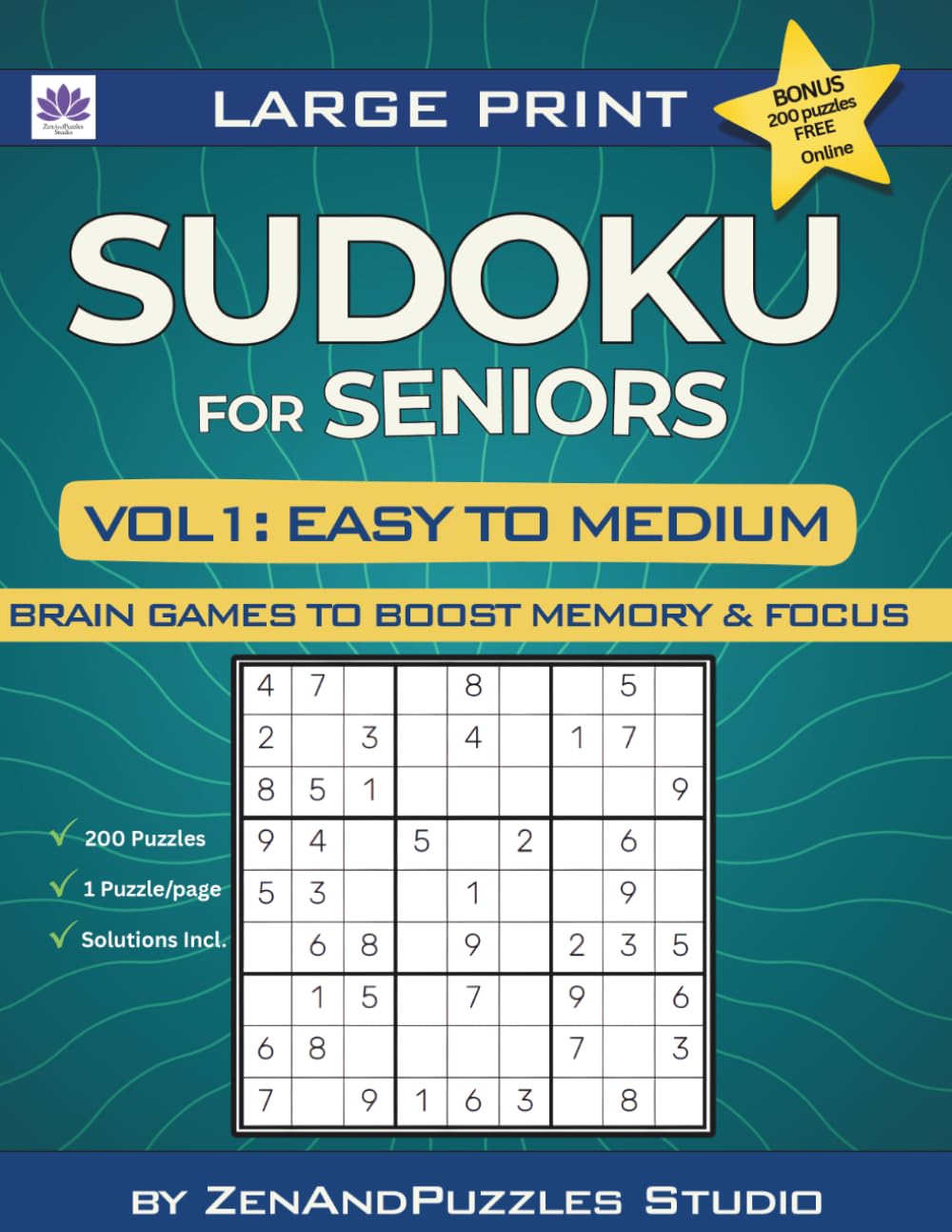 Large Print Sudoku for Seniors Vol. 1: Easy to Medium Puzzles: Brain Games to Boost Memory & Focus baixar livro de graça