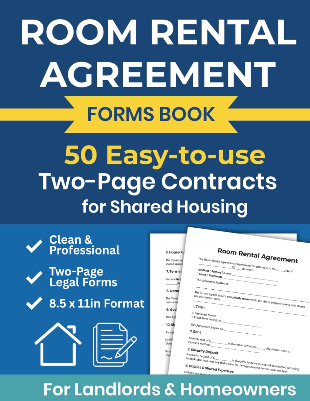 Room Rental Agreement Forms Book 50 Easy-to-Use Two-Page Contracts for Shared Housing: Clear, Professional Room Lease Agreements for Landlords & Homeowners | 8.5 × 11 in baixar o livro de graça