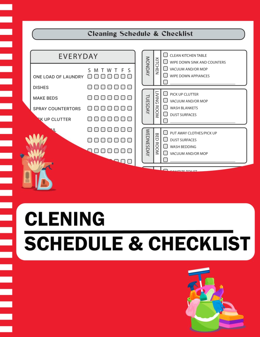 ler totalmente Cleaning Schedule and Checklist: Daily Weekly and Monthly Household Cleaning Schedule Book, Housekeeping Checklist Planner, and Organizer for Adults - ( "8.5X11" Inches )