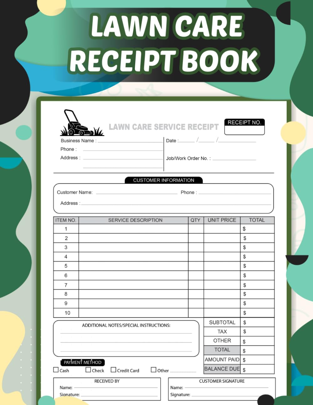 Lawn Care Receipt Book: Professional Service Receipt Book for Lawn Care & Landscaping Businesses baixar livro de graça