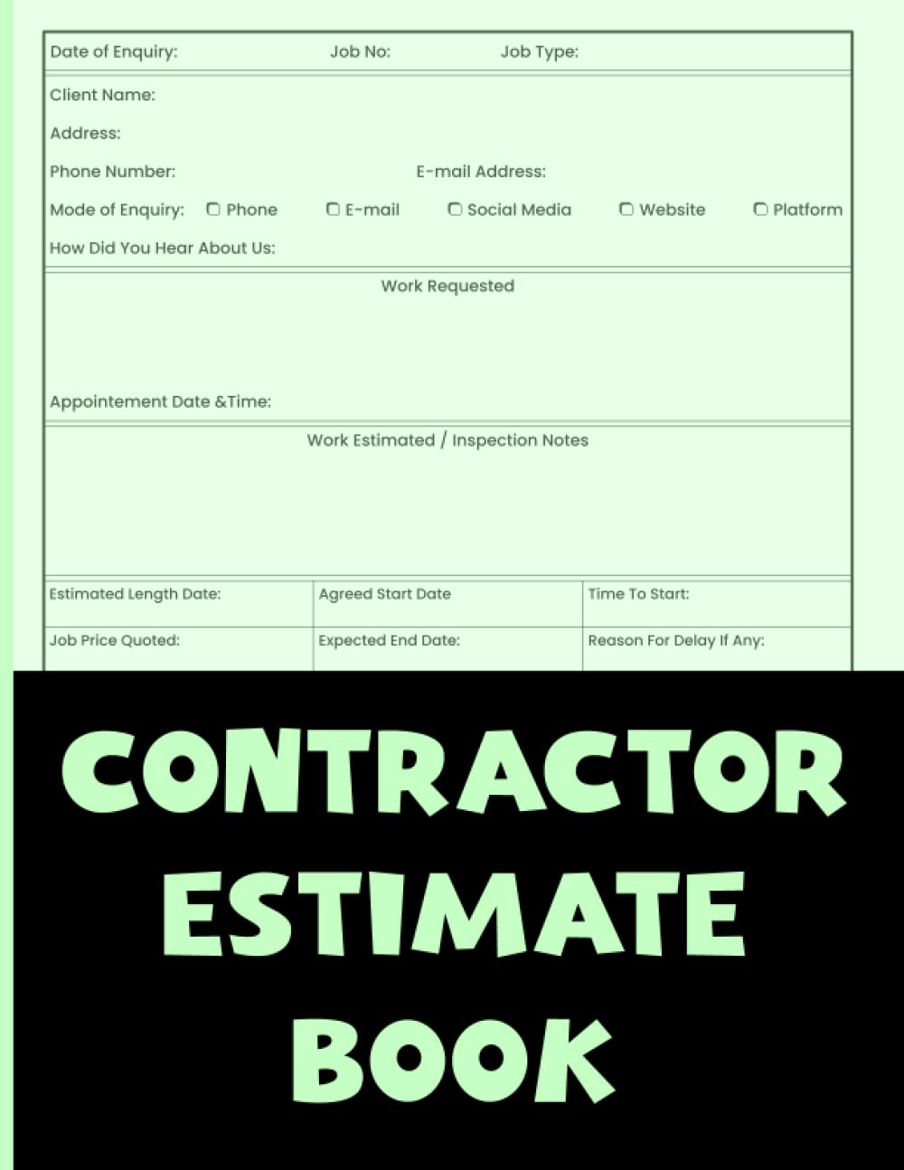 ler totalmente Contractor Estimate Book: Contractor Agreement Forms Log Book to Records Client Details And Dot Diagram Sheets for Notebook Organizer