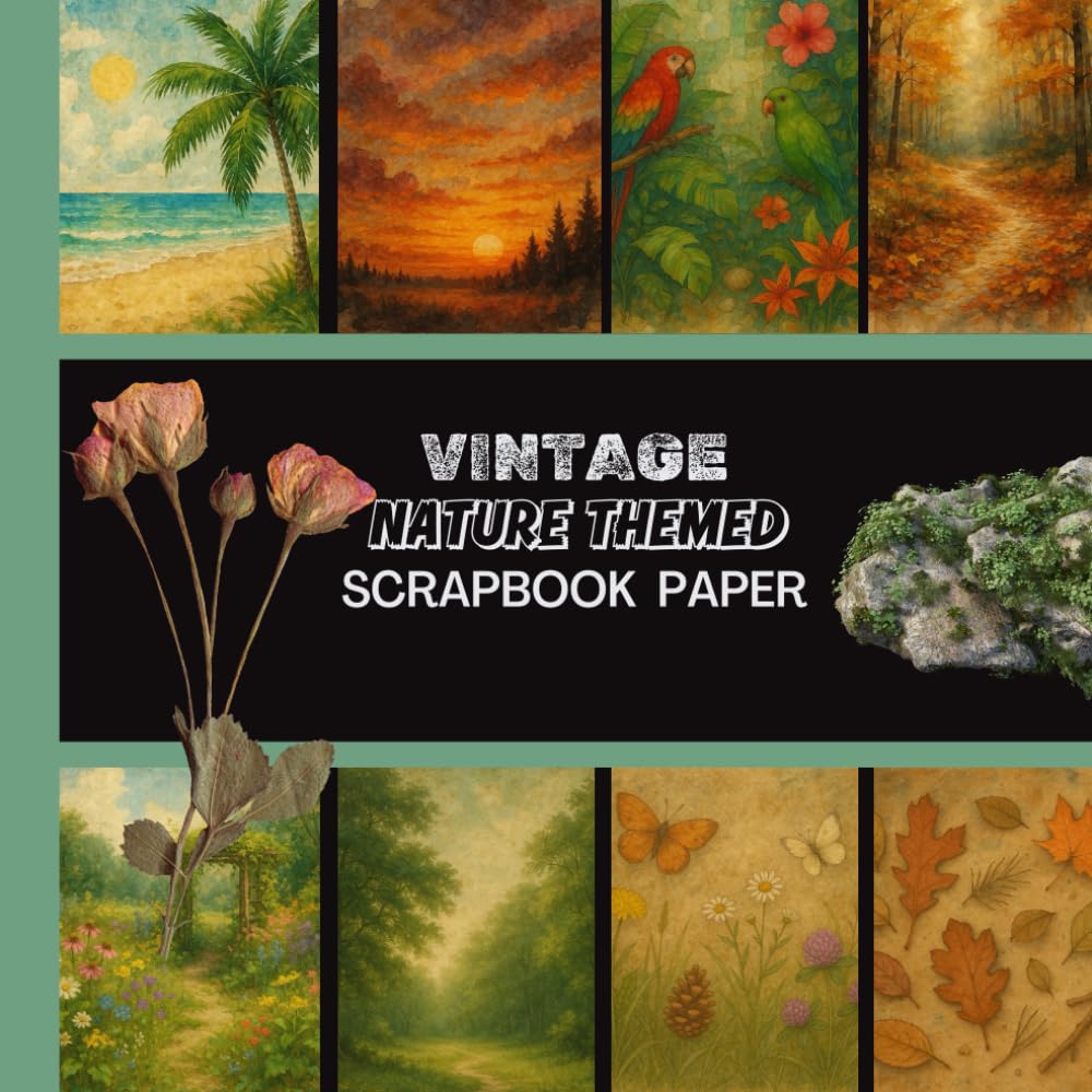Vintage Nature Themed Scrapbook Paper: 20 Double Sided Sheets 8.5 x 8.5 for Scrapbooking, Junk Journals, Mixed Media Art, Origami, Crafting projects, and More baixar o livro de graça