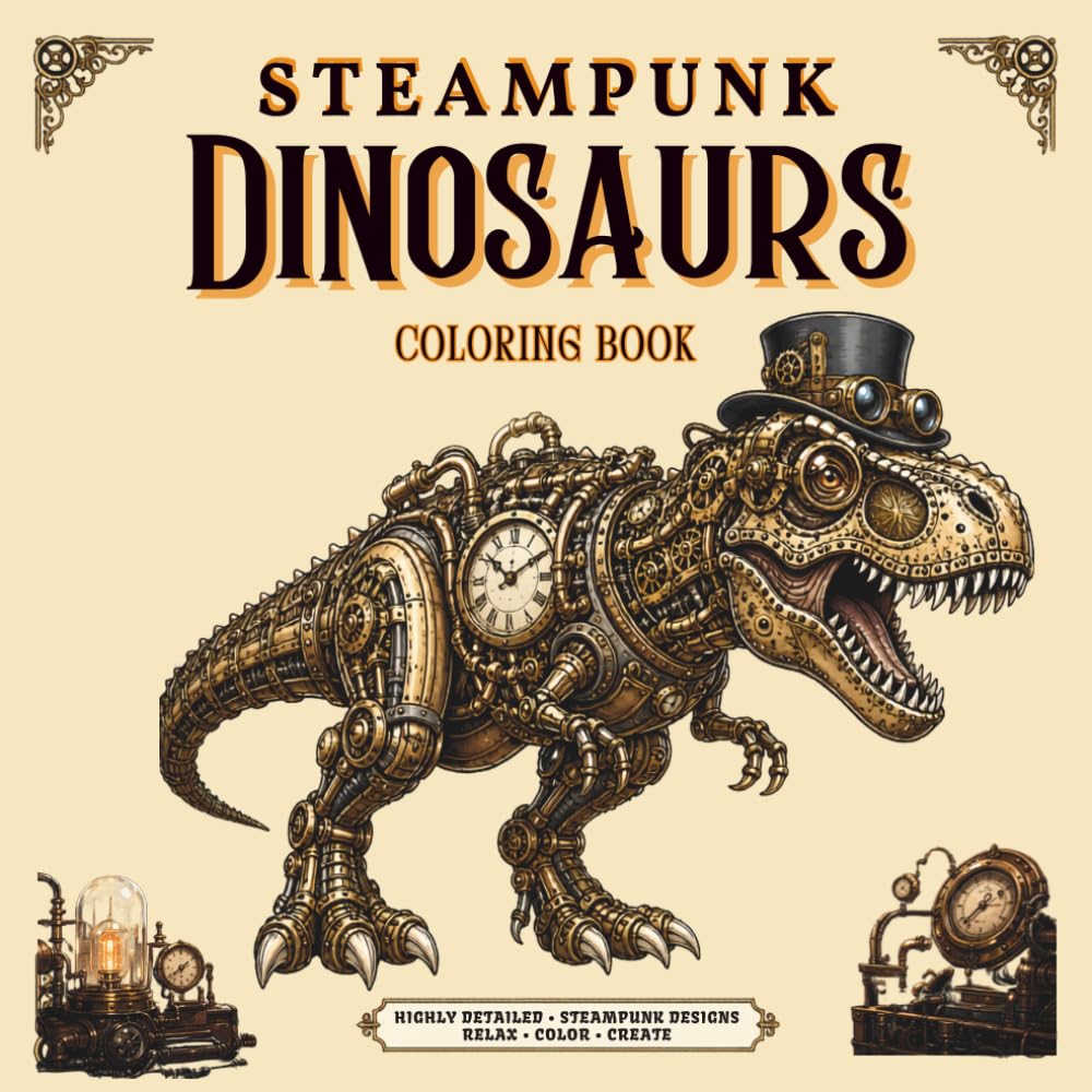 Steampunk Mechanical Dinosaurs Coloring Book: An Intricate Journey of Clockwork Creatures for Adults: 60 Unique Designs for Stress Relief and Creative Escape baixar livro de graça
