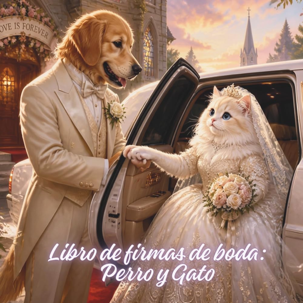 ler totalmente Libro de firmas de boda: Perro y Gato: Encantador libro de invitados de 8,5" x 8,5" para amantes de los animales – espacio para deseos y 10 fotos (Spanish Edition)