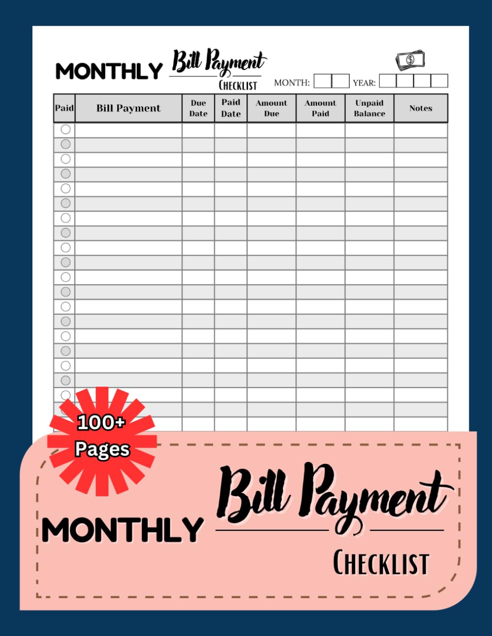 Monthly Bill Payment Checklist: Monthly Bill Payment Organizer for Home or Small Businesses 8.5"x11" / 104 Pages. baixar o livro de graça