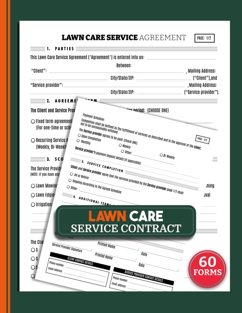 Lawn Care Service Contract: Landscaping Business & Garden Maintenance Agreement Logbook for Mowing & Payment Terms | 60 Forms, 120 Two-Sided Pages baixar livro de graça