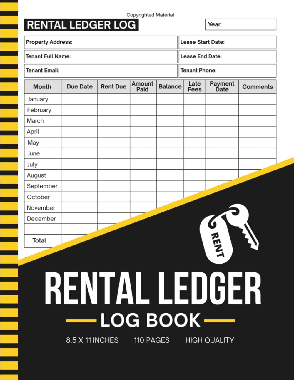 ler totalmente Rental Ledger Log Book: Property management Tracker for Landlords & Property Managers | Track Rent Payments, Due Dates, Fees, Balances, and Notes | Large Print 8.5" x 11" Inches, 110 pages
