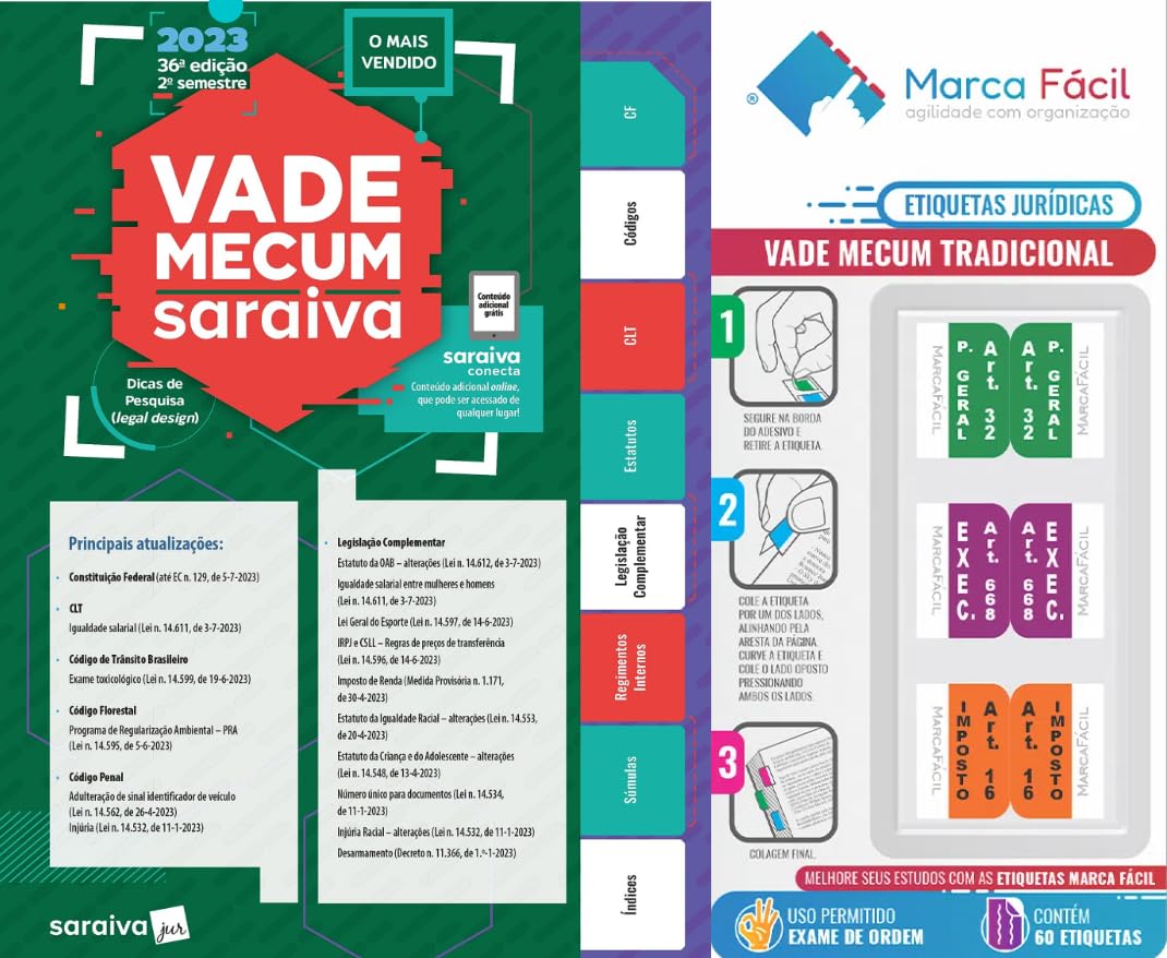 Vade Mecum Saraiva - Tradicional - 36A Edição 2023 + Etiqueta Marca Facil L