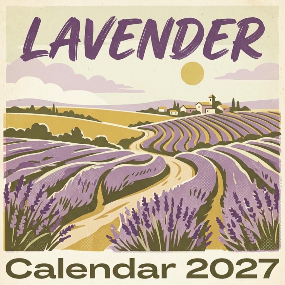 Lavender Calendar 2027: A charming mid-century modern celebration of blooming fields and nostalgic botanical design baixar livro de graça