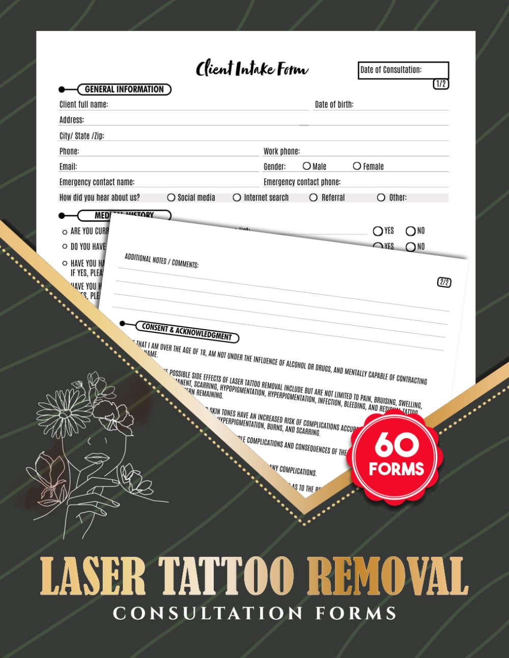 Laser Tattoo Removal Consultation Forms: Tattoo Lightening Client Intake & Consent Logbook for Estheticians, Med Spas & Clinics | 60 Forms, 120 Two-Sided Pages baixar o livro de graça