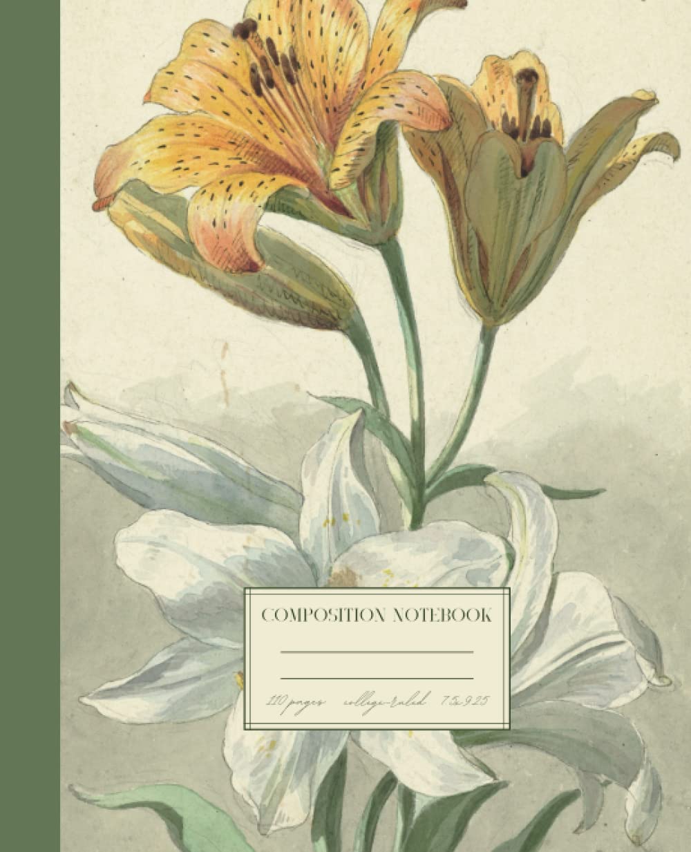 Composition Notebook: College Ruled with Antique Floral Botanical Art | Vintage Lily Illustration with Cottagecore Nature Aesthetic | 7.5" x 9.25" | 110 Pages baixar livro de graça