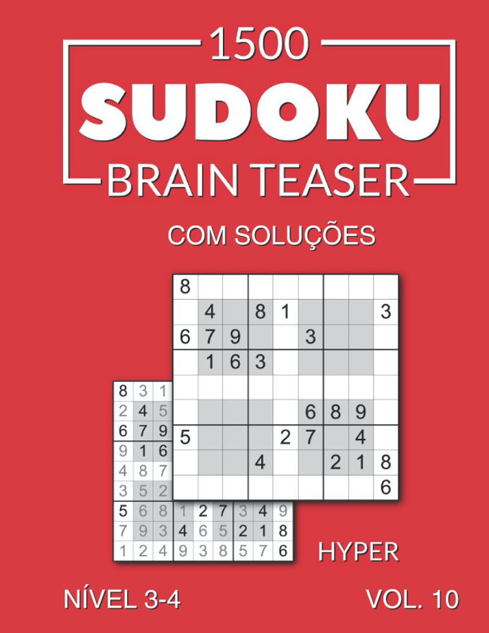 ler totalmente 1500 Sudoku Brain Teaser Hyper com soluções Nível 3-4 Vol. 10