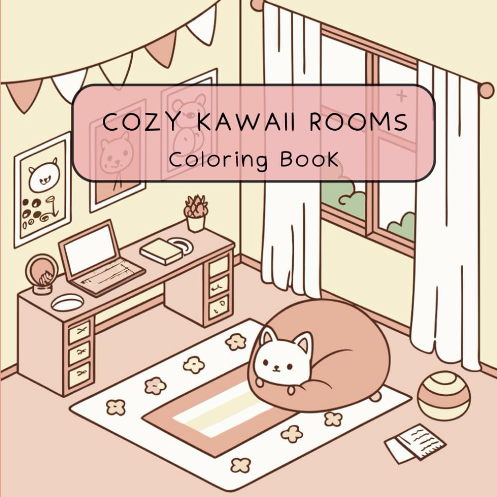 capítulo por capítulo baixar Cozy Kawaii Rooms: cute colouring book for Teens & Adults featuring adorable animals, cute interiors for fun, creativity and stress relief