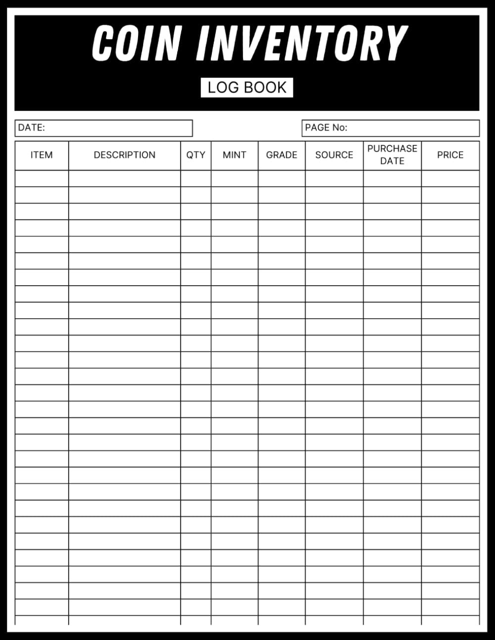 ler totalmente Coin Inventory Log Book