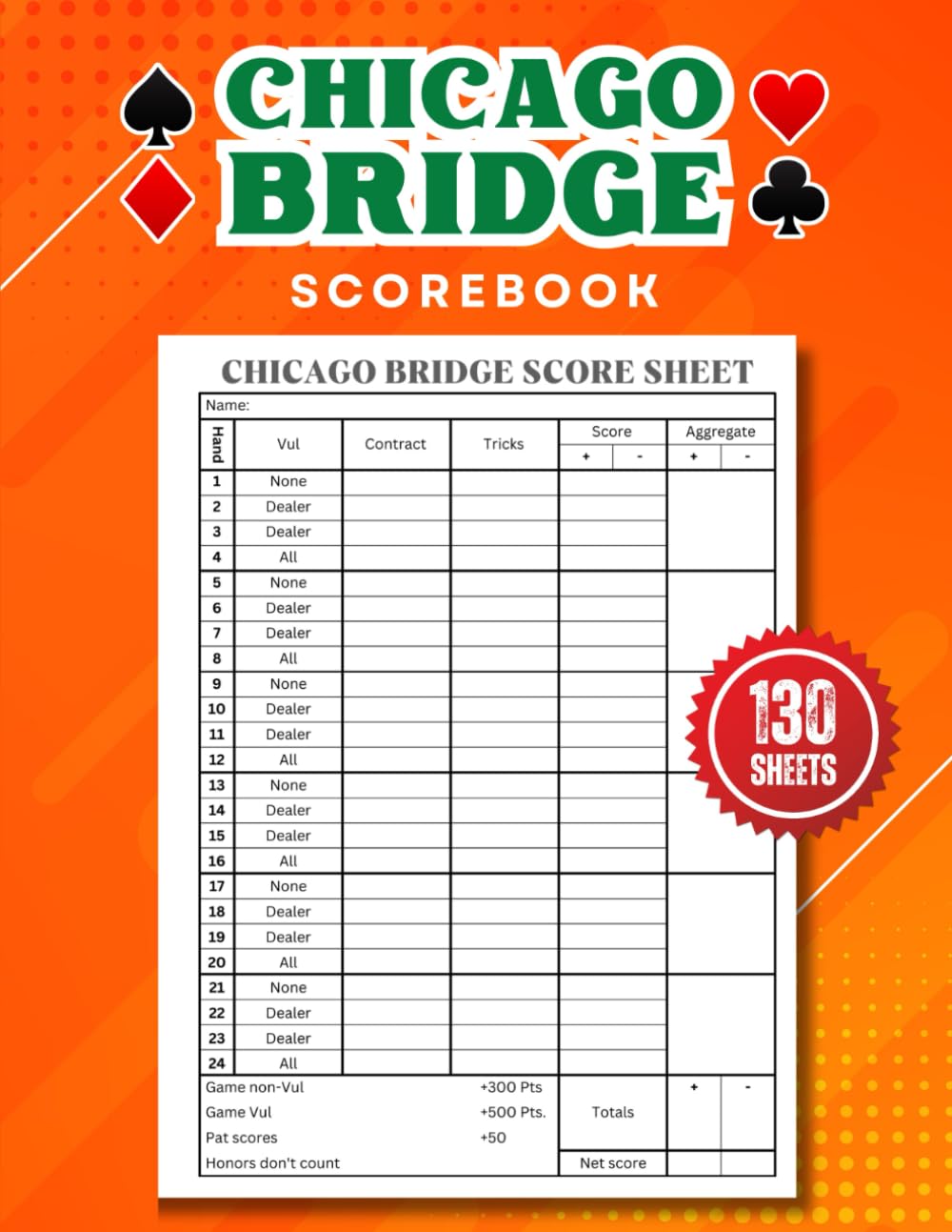 ler totalmente Chicago Bridge Scorebook: 130 Chicago Bridge Score Sheets Notebook, Size 8.5 x 11 Inches