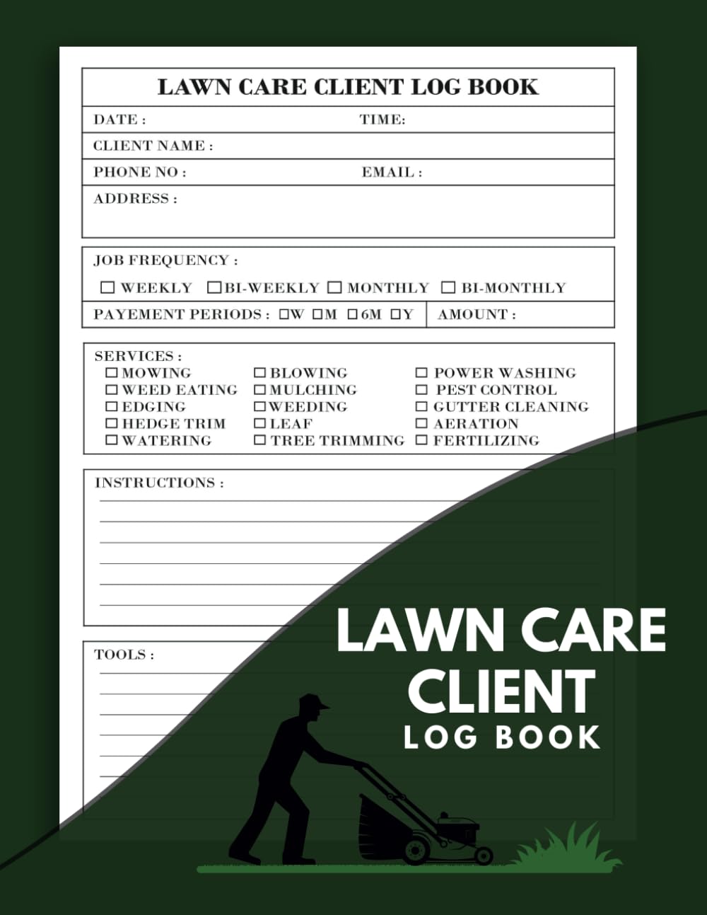 Lawn Care Client Log Book: Personalized Lawn Mowing and Landscape Client Service Business Book - Client Details & Appointment Tracker - Record Your Client's Information Easily - Large Print. baixar livro de graça