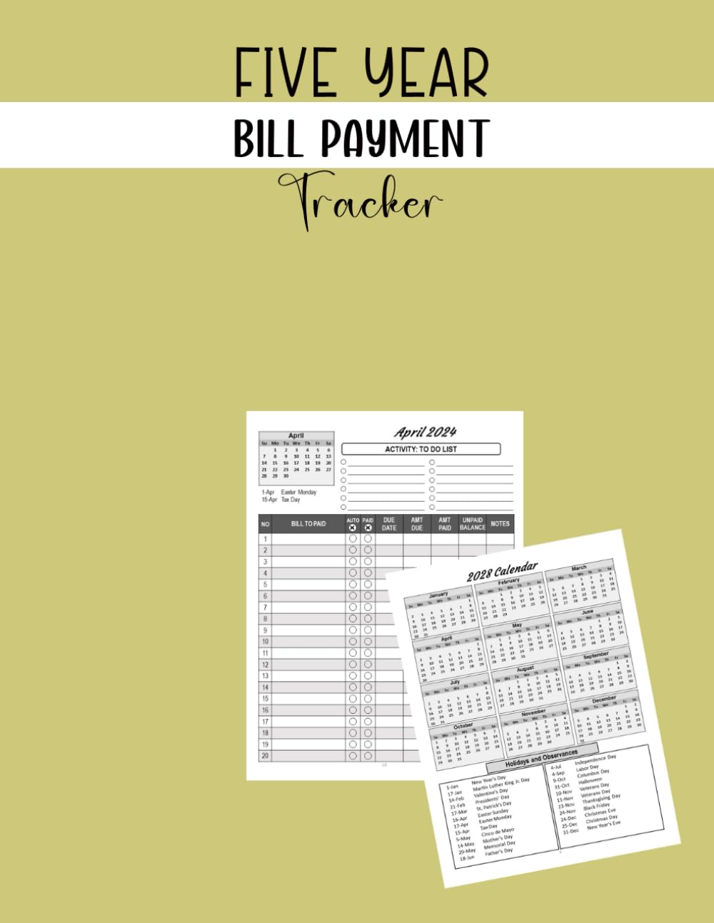 Five Year Bill Payment Tracker: Simple Bill records and Checklist Planner, January 2024 - December 2028 baixar o livro de graça