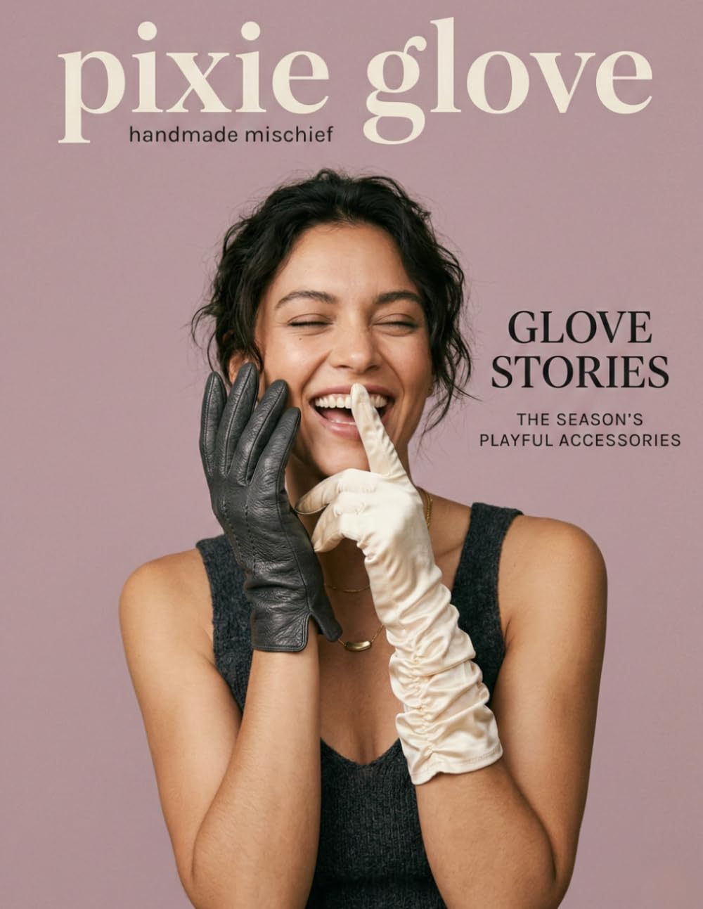 ler totalmente Pixie Glove: Decorative Fake Magazine Prop Muted Mauve and Cream Art Book for Feminine Interior Styling and Modern Studio Photography