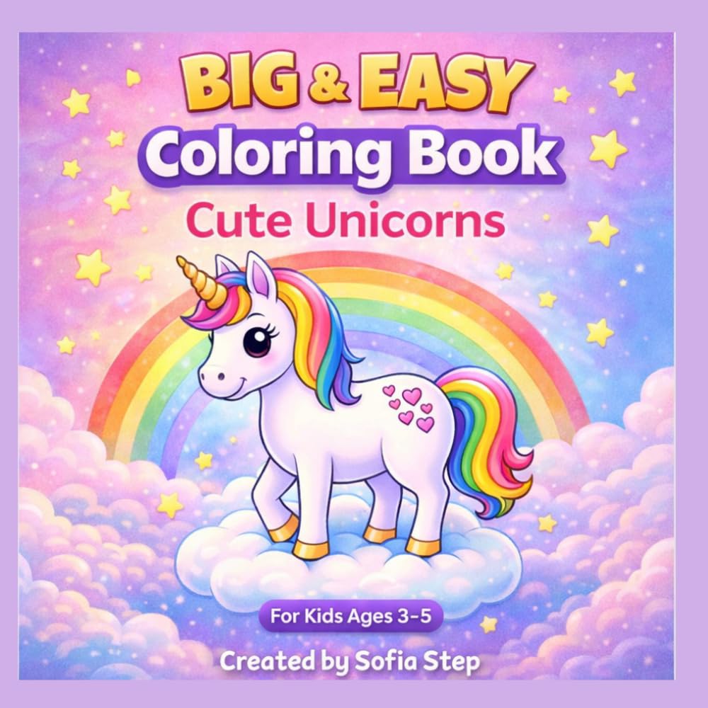 ler totalmente Big & Easy Coloring Book for Kids Ages 3–5: Cute Unicorns (My First Coloring)