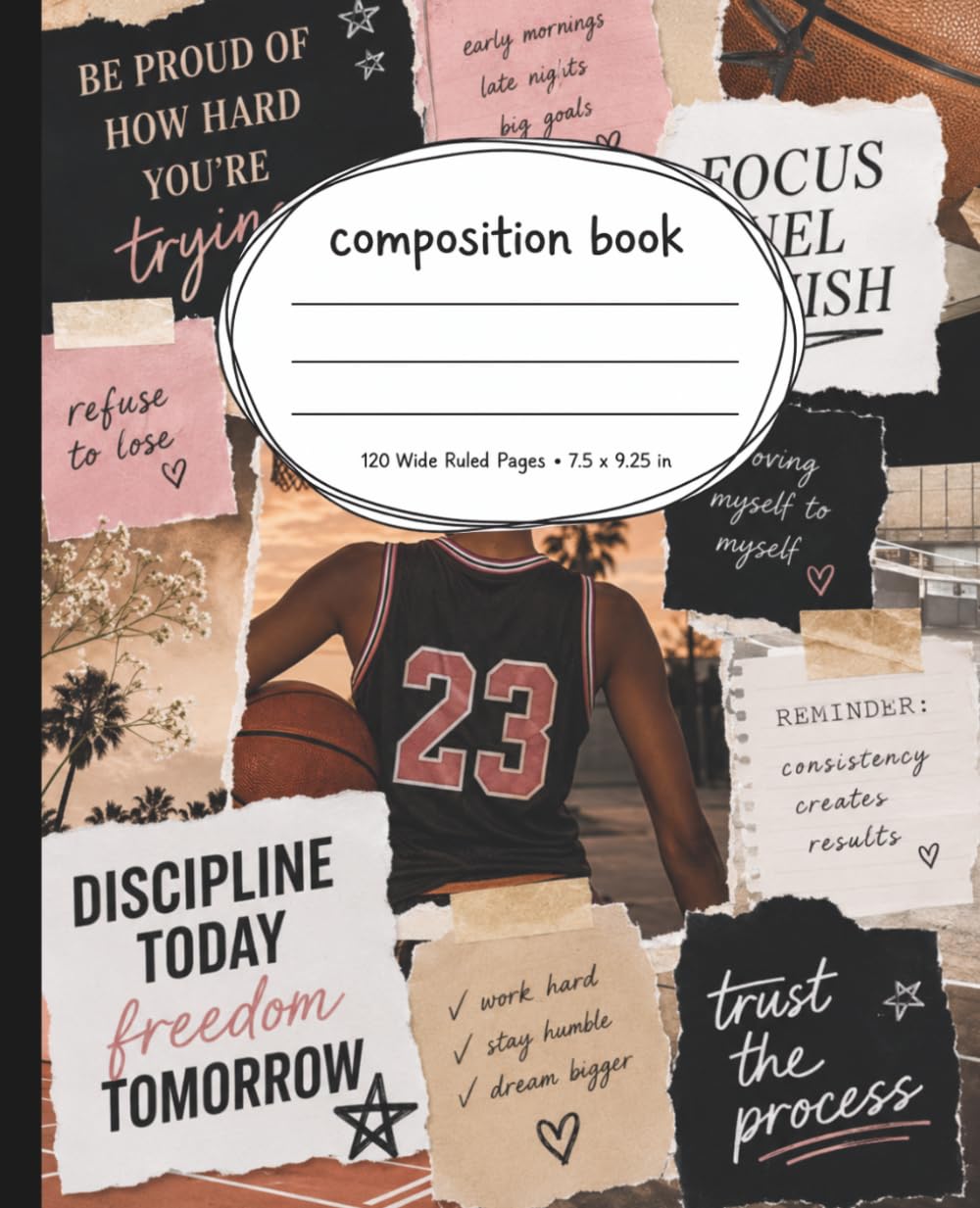 Girls Basketball Composition Notebook Wide Ruled: Writing Journal for Tweens & Teens | Player Gift for School, Practice Notes, Goals & Journaling