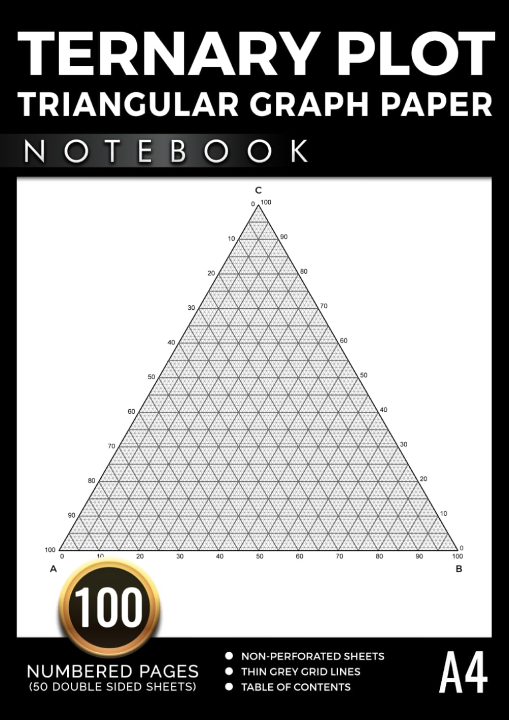 Ternary Plot Notebook: Triangular Graph Paper with 100% Composition Scale | Precision Ternary Diagram Grid | 100 Numbered Pages with Table of Contents | DIN A4 Size baixar o livro de graça