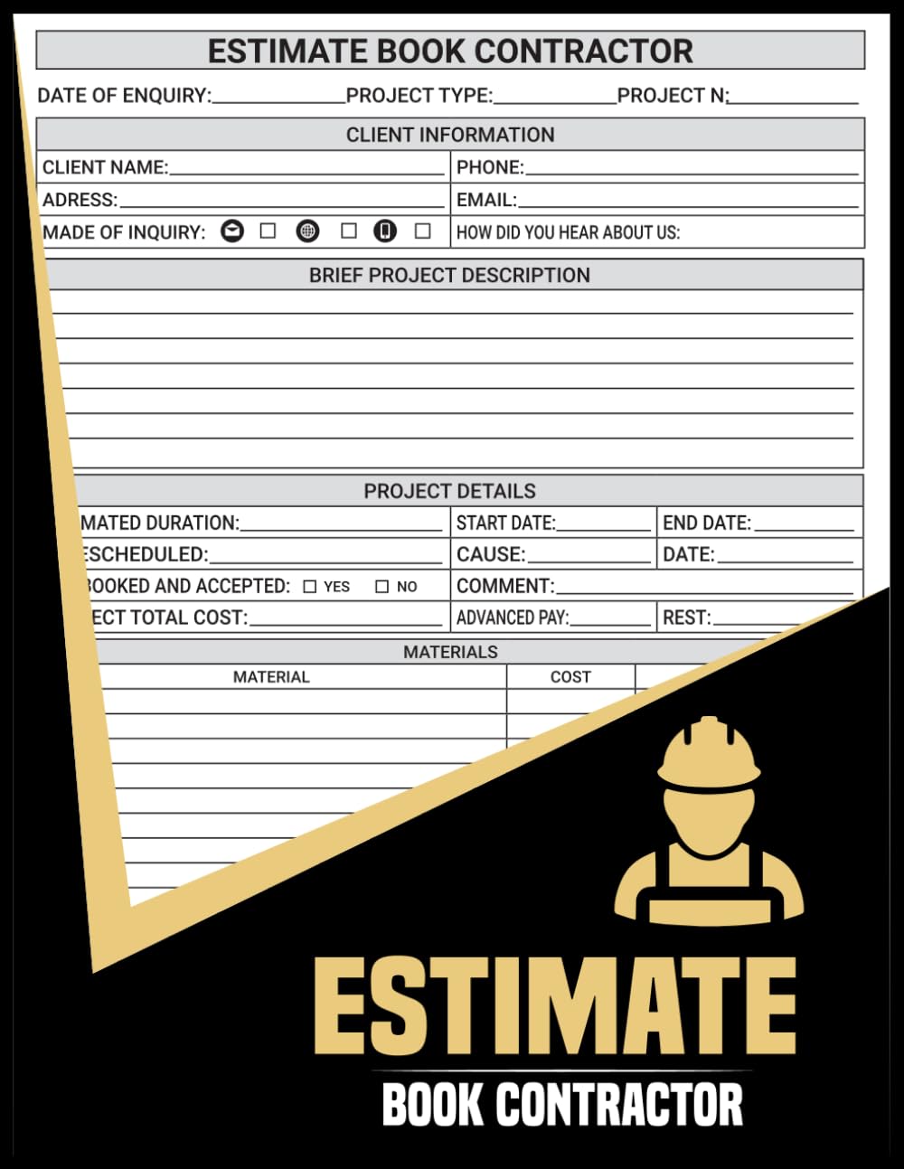 Estimate Book Contractor: Detailed Contractor Work Estimate Book, Job Quotes Recording With Customers, Client Contact Log baixar o livro de graça