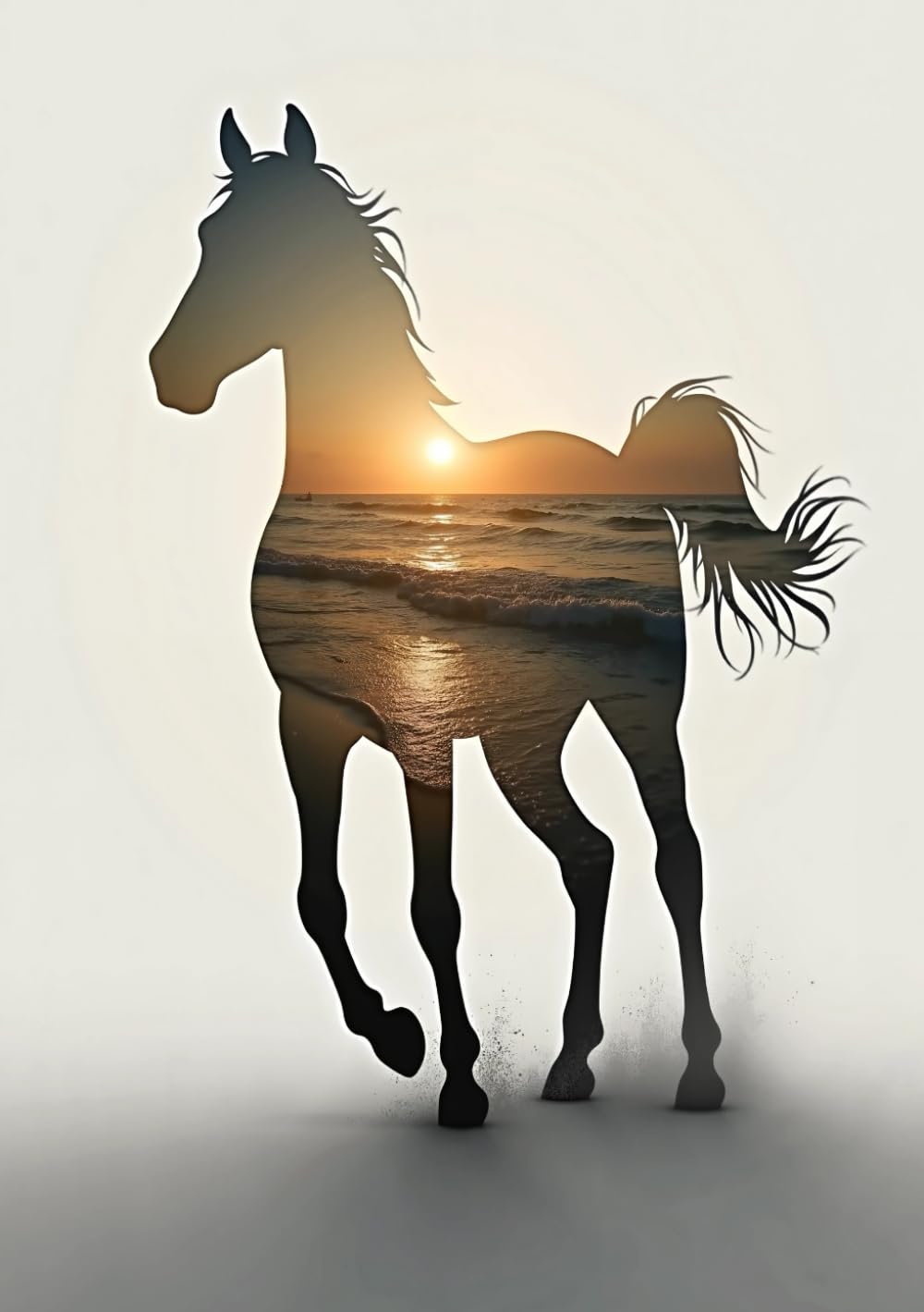 Sunset Horse Notebook: Softcover, 240 Grid Pages, Glossy