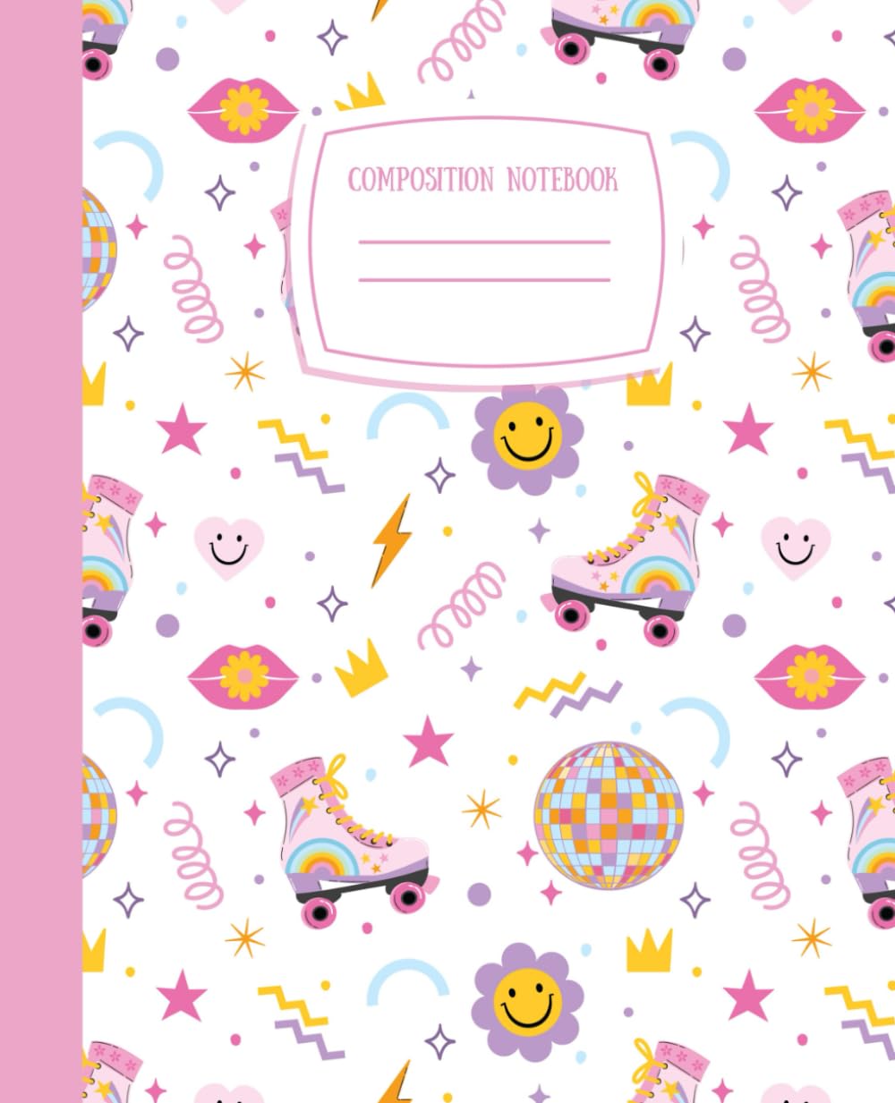Composition Notebook: Colorful Retro Pattern on White Background 7.5" X 9.25" College Ruled 110 Pages baixar o livro de graça