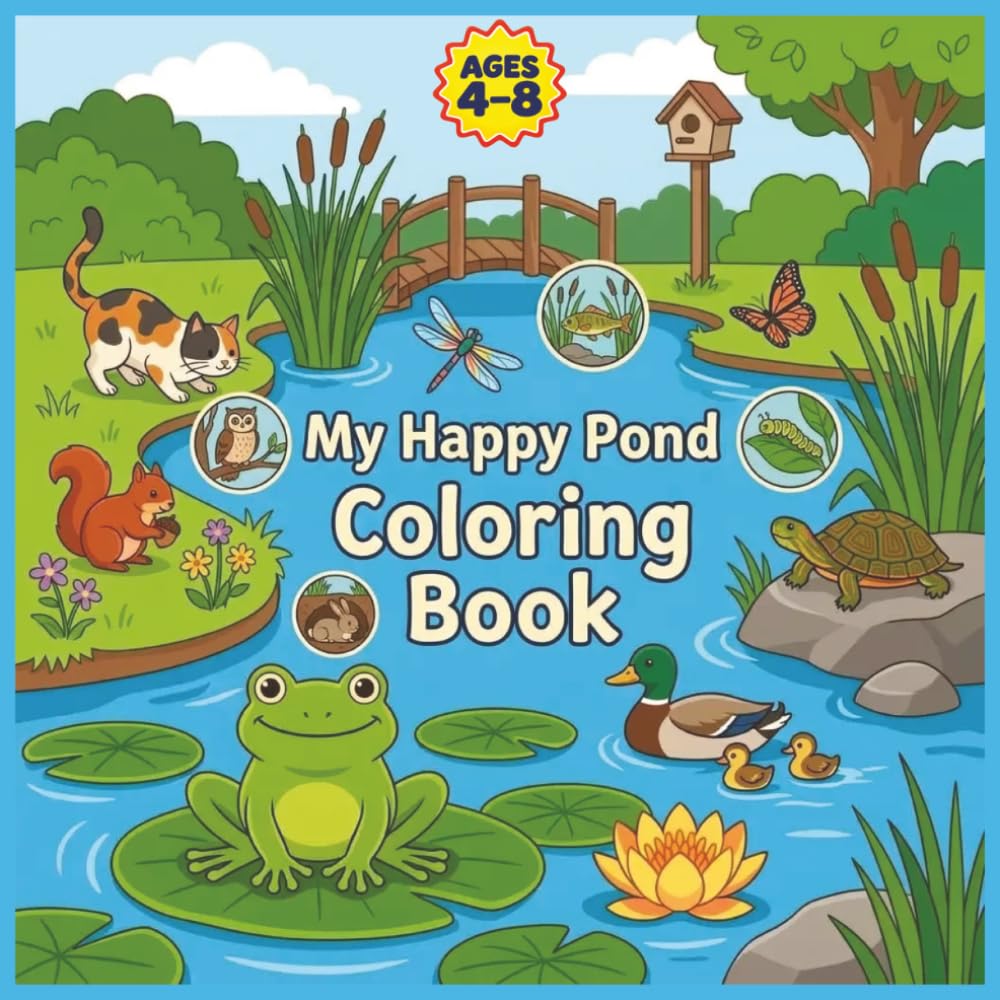 Pond Life Coloring Book for Kids Ages 4-8: Cute Fish, Frogs, Ducks, and Backyard Pond Animals Through All Four Seasons baixar livro de graça