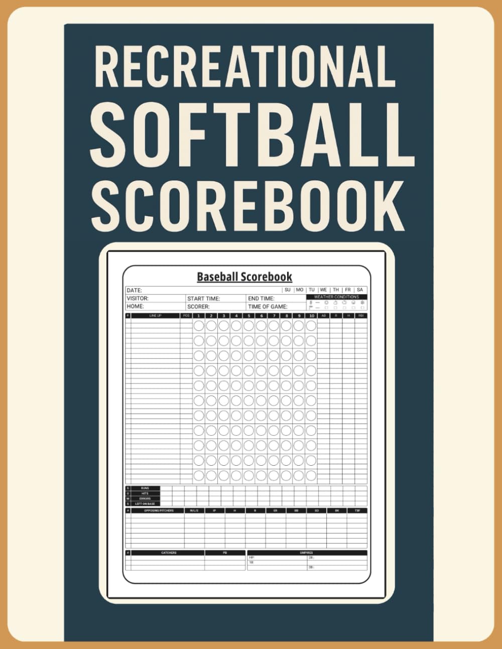 Recreational Softball Scorebook: with 80 Sheets, Softball Scorekeeper Book | Track Scores, Player Stats, Pitcher & Catcher Data | Perfect for League, Practice, or Friendly Games
