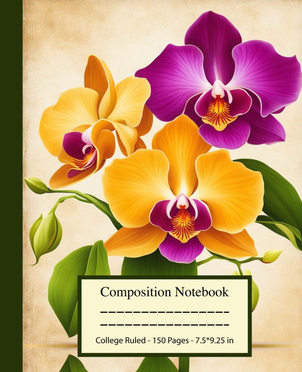ler totalmente Composition Notebook College Ruled: Orchid Flower Vintage Botanical Illustration | Cute Flower Aesthetic Journal for Women Girls Teens | Wide Lined | 150 pages