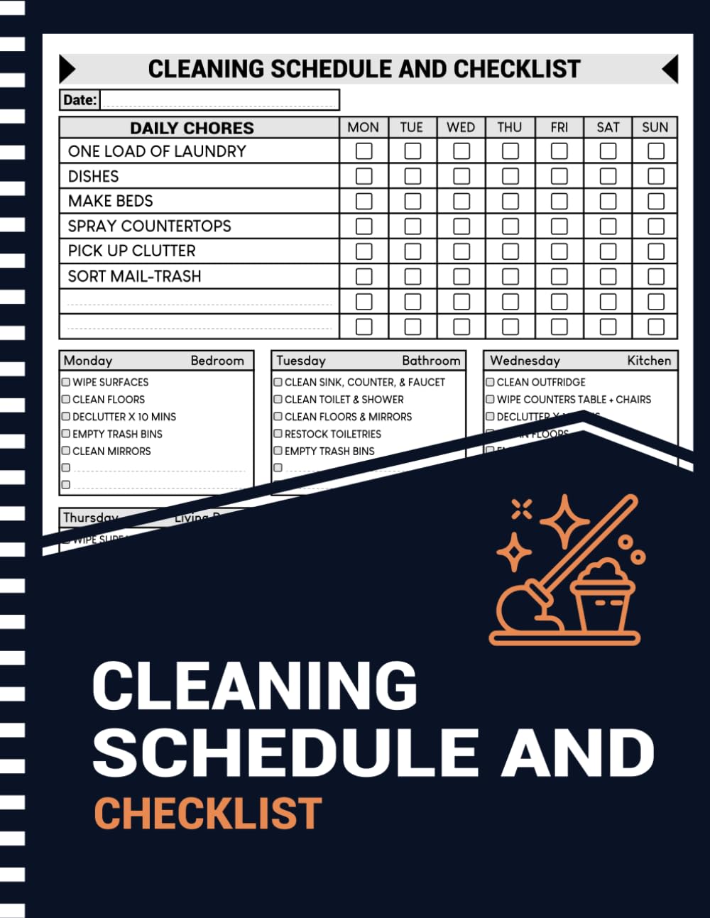 Cleaning Schedule And Checklist: Daily Weekly & Monthly Household Cleaning Schedule Planner and Organizer ( 110 Pages "8.5 X 11" Inches ) baixar o livro de graça