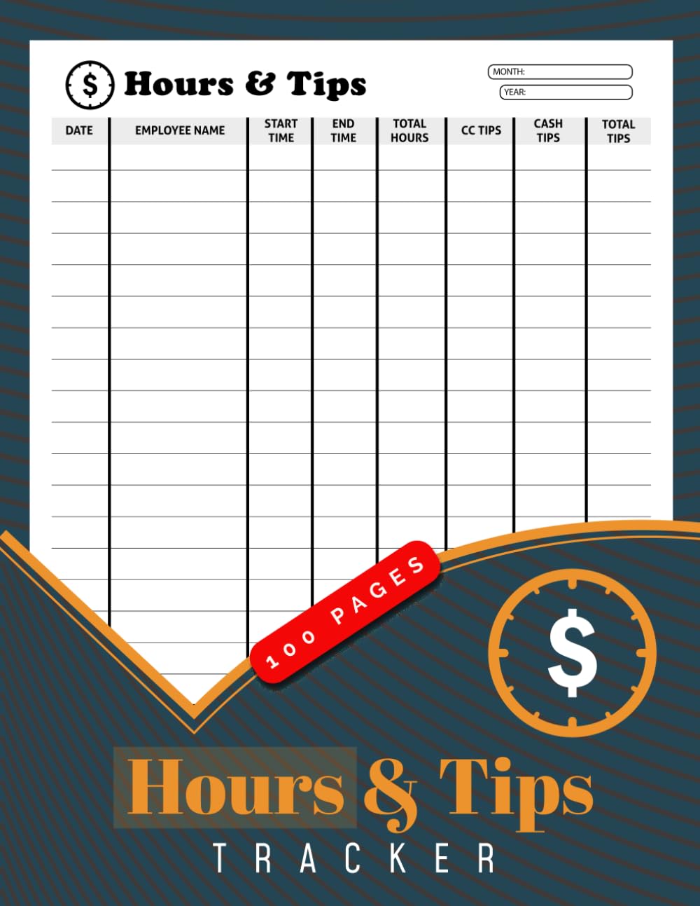 ler totalmente Hours And Tips Tracker: Daily Employee Time & Earning Logbook for Servers, Waitresses, Barbers, Spas, Babysitters, Tutors & Small Business Staff | 100 Pages