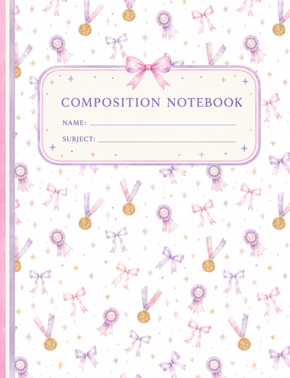 ler totalmente Composition Notebook: Watercolor Gymnastics Medals and Bows Design with 120 Wide Ruled Pages for School, Notes, Writing, and Journaling