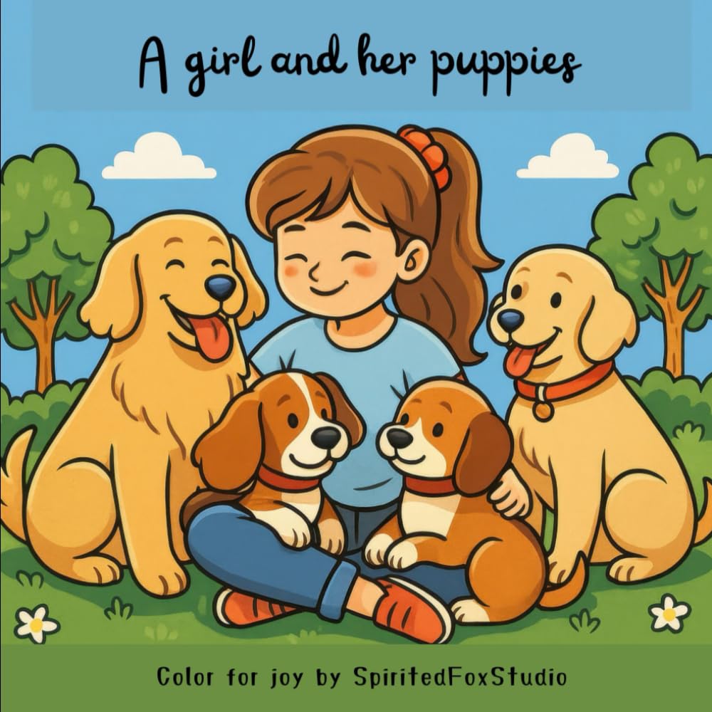 A girl and her puppies (Cozy coloring by SpiritedFoxStudio) baixar livro de graça