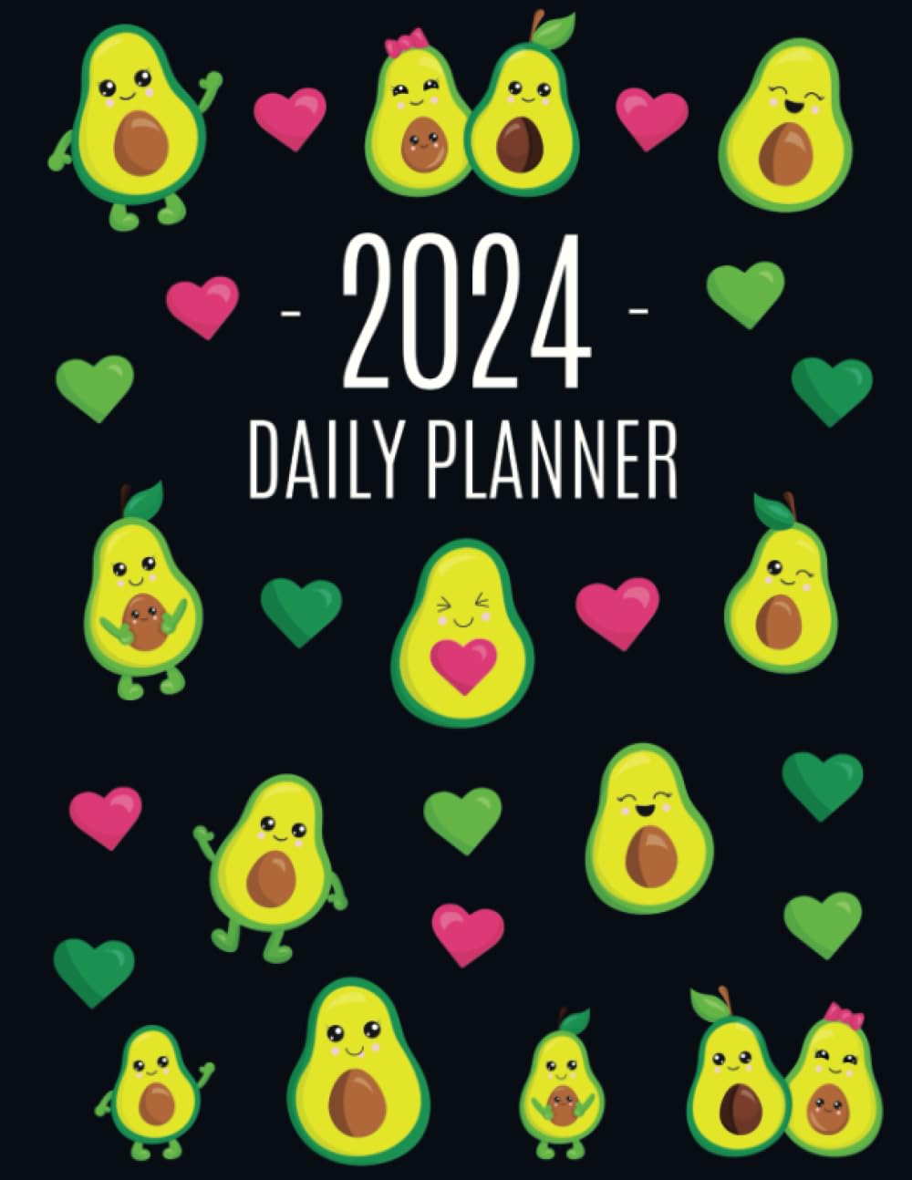 Avocado Daily Planner 2024: Funny & Healthy Fruit Organizer: January–December (12 Months) | Cute Green Berry Year Scheduler with Pretty Pink Hearts baixar livro de graça